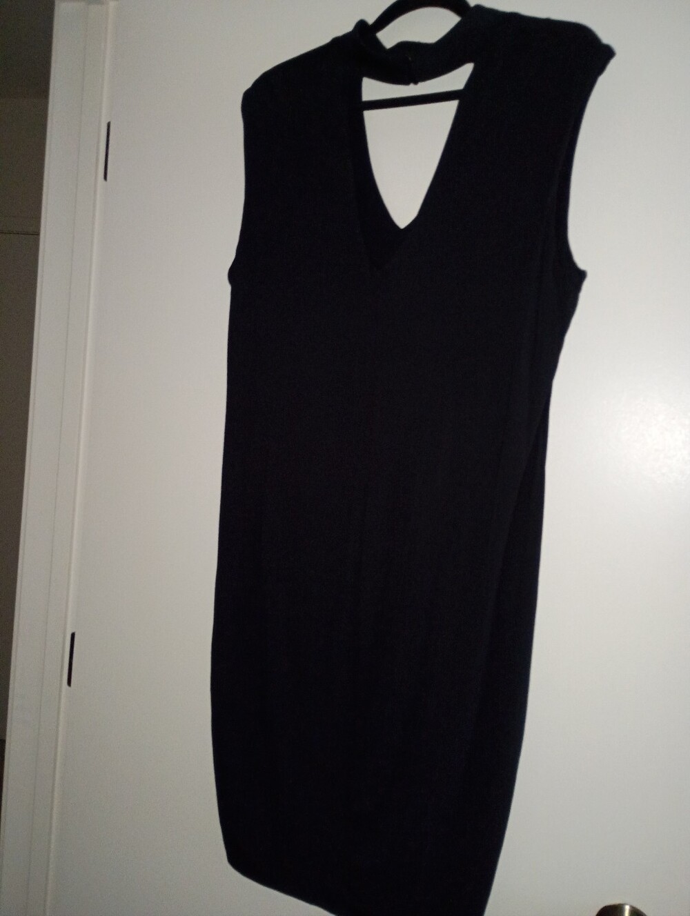 Soprano Sleeveless Black V-Neck Shift Dress